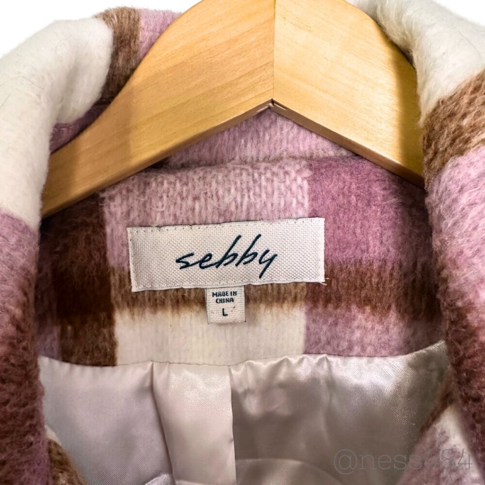 Sebby Shacket Pink/Brown Plaid NWT Large - Picture 5 of 6